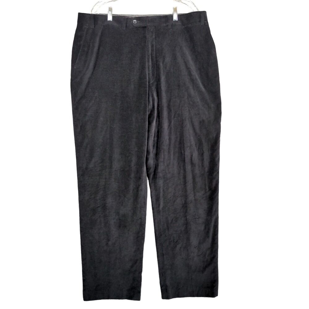 Sean John Men's Dress Pants Size 40x32 Black Flat Front Slash Pocket Cotton